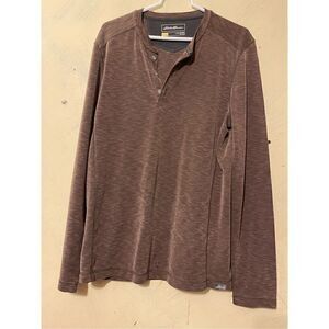 Eddie Bauer Men’s Brown Shirt M Active Long Sleeve Contour Performance Henley